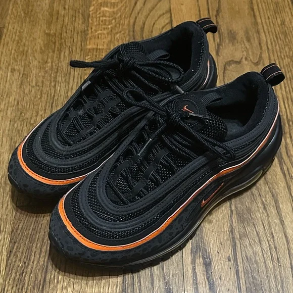 Nike Air Max 97 'Black Safety Orange' Sneakers - Picture 3 of 11